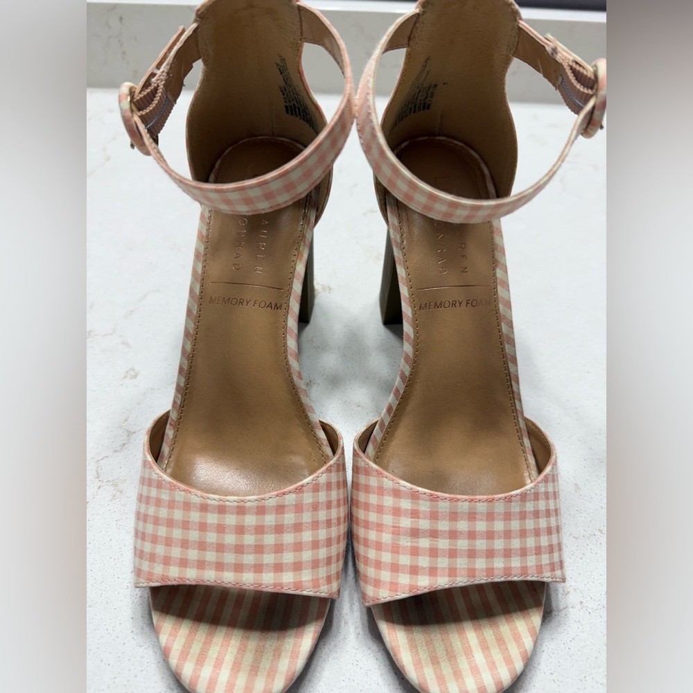 LC Lauren Conrad Pink Gingham Heels